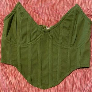 COPY - Khaki Crepe High Point Corset Top